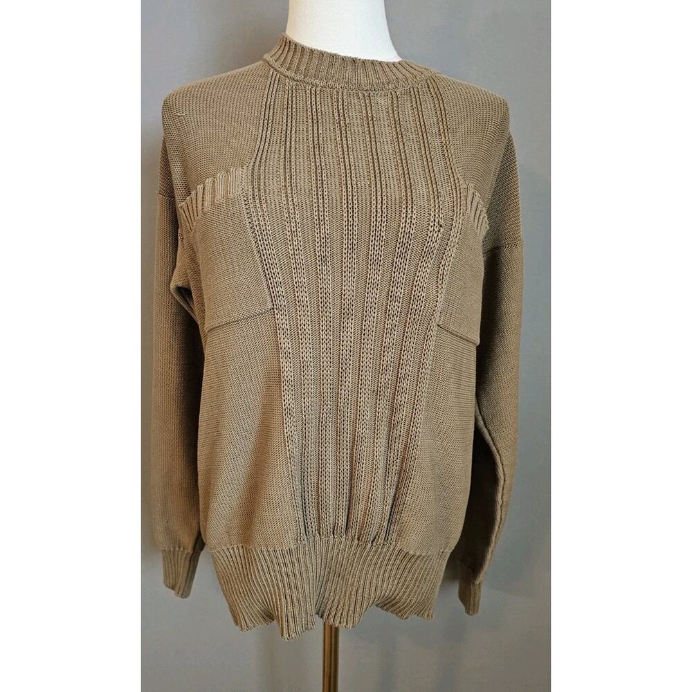 Peruvian Connection 100% Pima Cotton Taupe Knit Sweater Women’s XL Handmade Peru